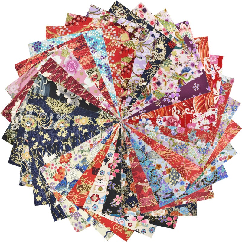 SHRJ 30Pcs 8"x 10" Fat Fabric Square Quilting Cotton Pre-Cut Bundles Japanese Style Floral Dragon Butterfly Common Carp Design for Patchwork DIY Sewing Craft Decorating Scrapbook - Image 1