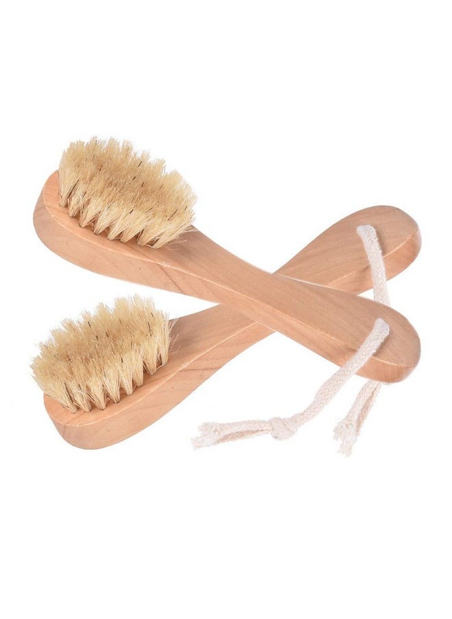 KEWLYSEU Natural Bristles Wooden Face Cleaning Brush Wood Handle Facial Cleanser Nose Scubber Exfoliating Facial Skin Care Pack Of 2  - Image 2