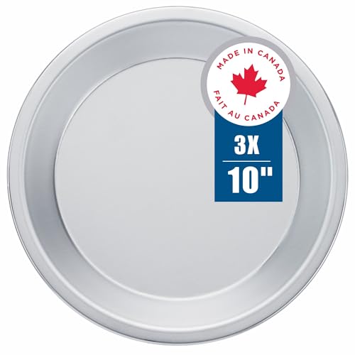 Norjac 10 Inch Pie Pan, 3 Pack, Round Aluminum Baking Pans for Oven, 1.25 Inch Deep, Rust-Free, Durable, Made in Canada - Image 1