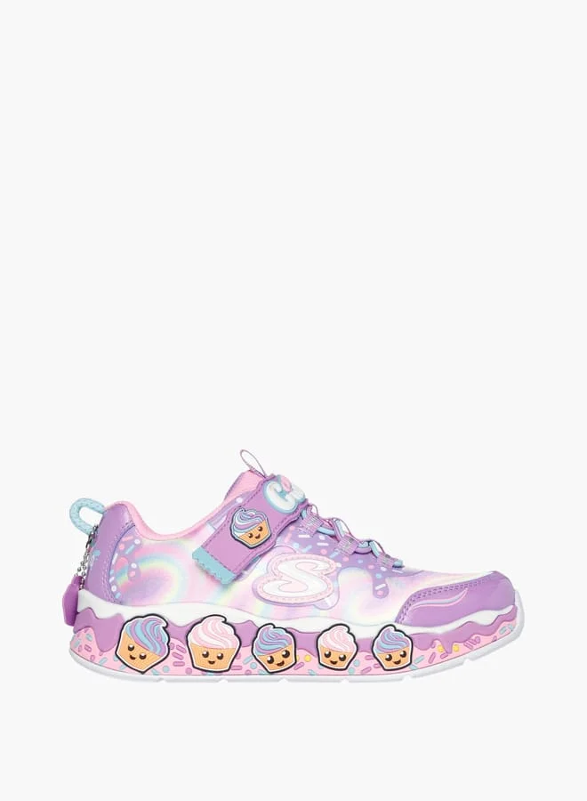 سكيتشرز Girls' Cupcake Print Sports Shoes With Hook And Loop Closure - Cupcake Cutie