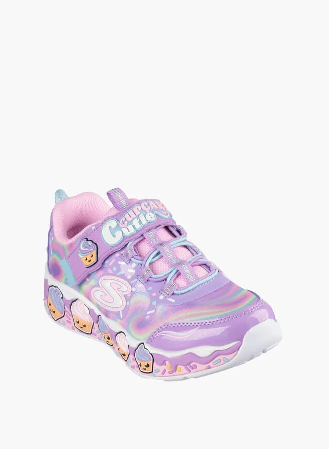 سكيتشرز Girls' Cupcake Print Sports Shoes With Hook And Loop Closure - Cupcake Cutie