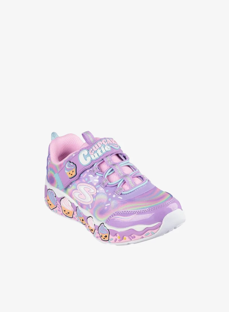 SKECHERS Girls' Cupcake Print Sports Shoes With Hook And Loop Closure - Cupcake Cutie