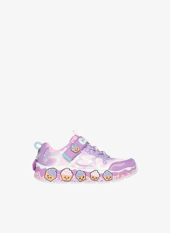 SKECHERS Girls' Cupcake Print Sports Shoes With Hook And Loop Closure - Cupcake Cutie