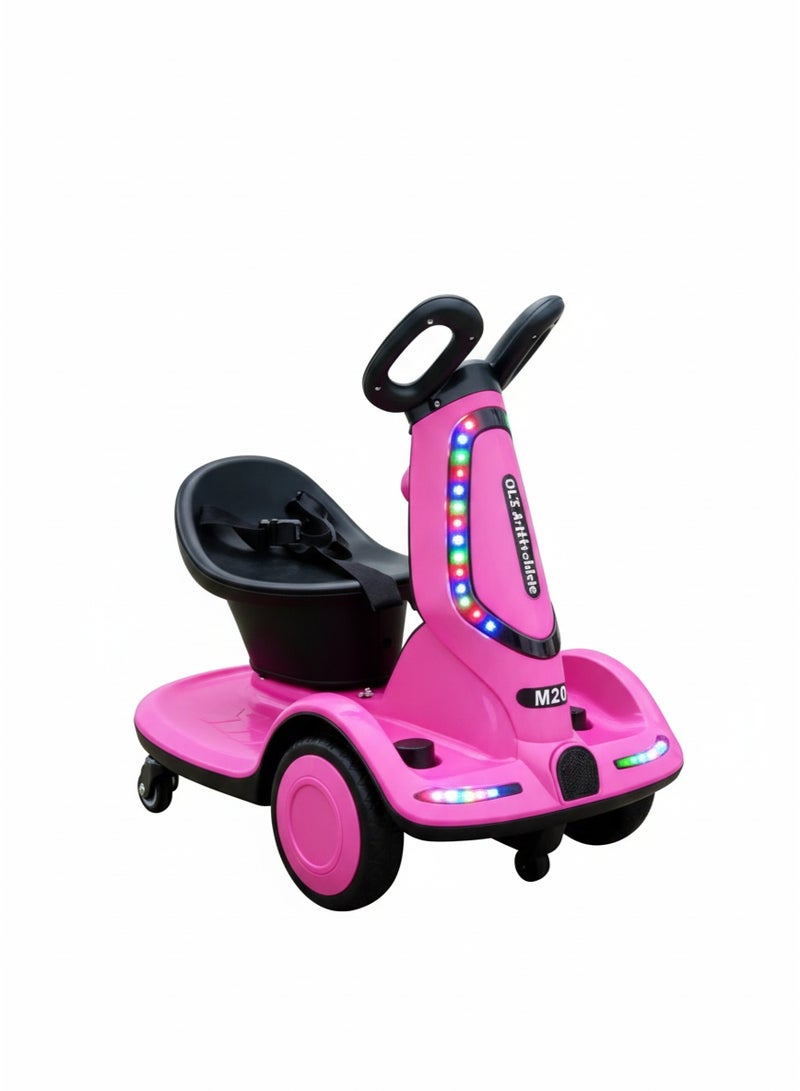 ضحكة  سيارة كهربائية للأطفال مع ريموت كنترول – مقعد مريح، أضواء LED ملونة، قصص وموسيقى، منافذ USB & AUX، بطارية قابلة للشحن مع شاشة عرض للطاقة – لعبة هدية مثالية للأولاد والبنات