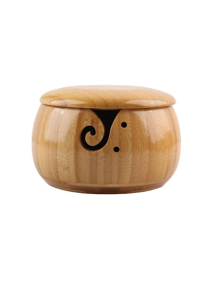 yongsheng Handmade Yarn Bowl, Crafted Wooden Yarn Storage Bowl with Lid Crocheting Knitting Bowl Yarn Holder Gift for Knitting Crochet Enthusiasts  - Image 1