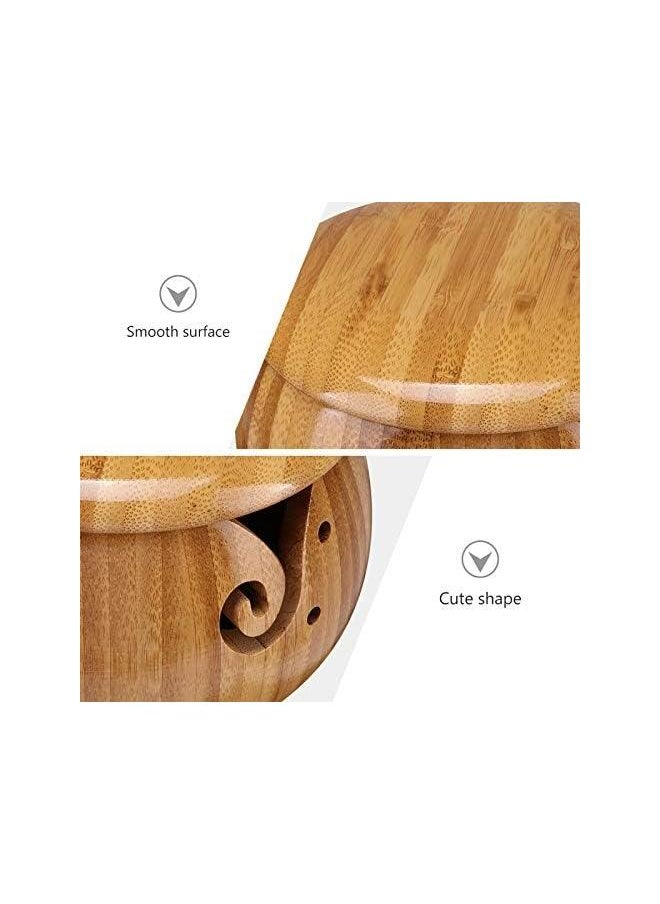 yongsheng Handmade Yarn Bowl, Crafted Wooden Yarn Storage Bowl with Lid Crocheting Knitting Bowl Yarn Holder Gift for Knitting Crochet Enthusiasts  - Image 5