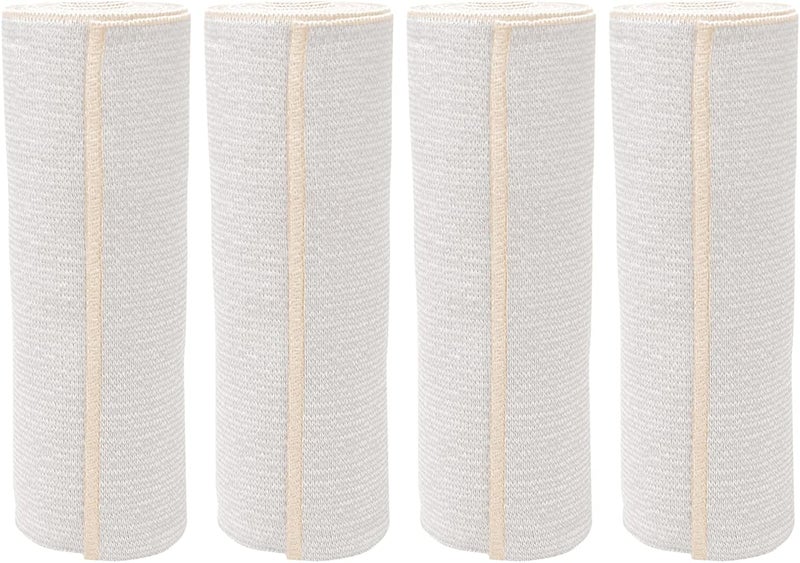 GT Elastic Bandage Wrap 6 Wide 4 Pack  Reusable Compression Roll with Hook  Loop Fastener at One End  Hypoallergenic LatexFree Breathable Bandages  Ideal for Injuries Joints Knees  Sprains - Image 1