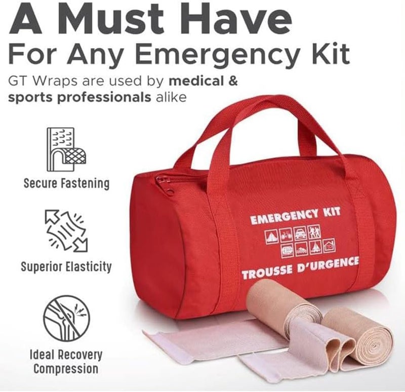 GT Elastic Bandage Wrap 6 Wide 4 Pack  Reusable Compression Roll with Hook  Loop Fastener at One End  Hypoallergenic LatexFree Breathable Bandages  Ideal for Injuries Joints Knees  Sprains - Image 3