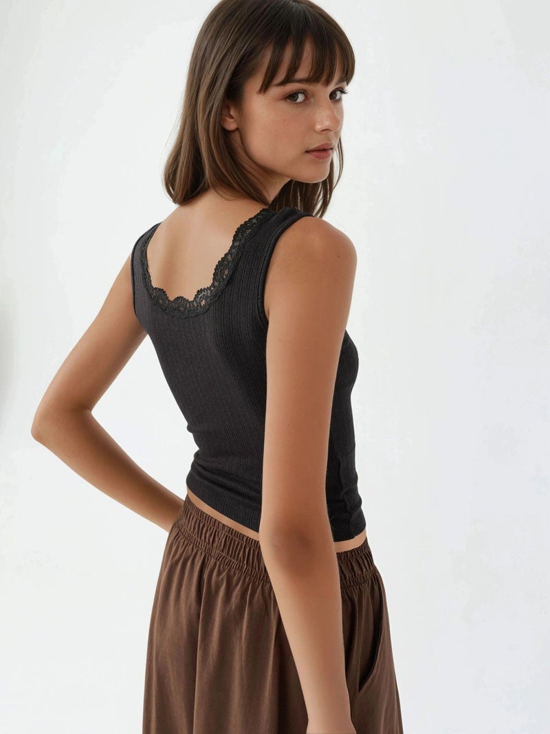 BUSEM Lace Detail U Collar Tank Top - Image 3
