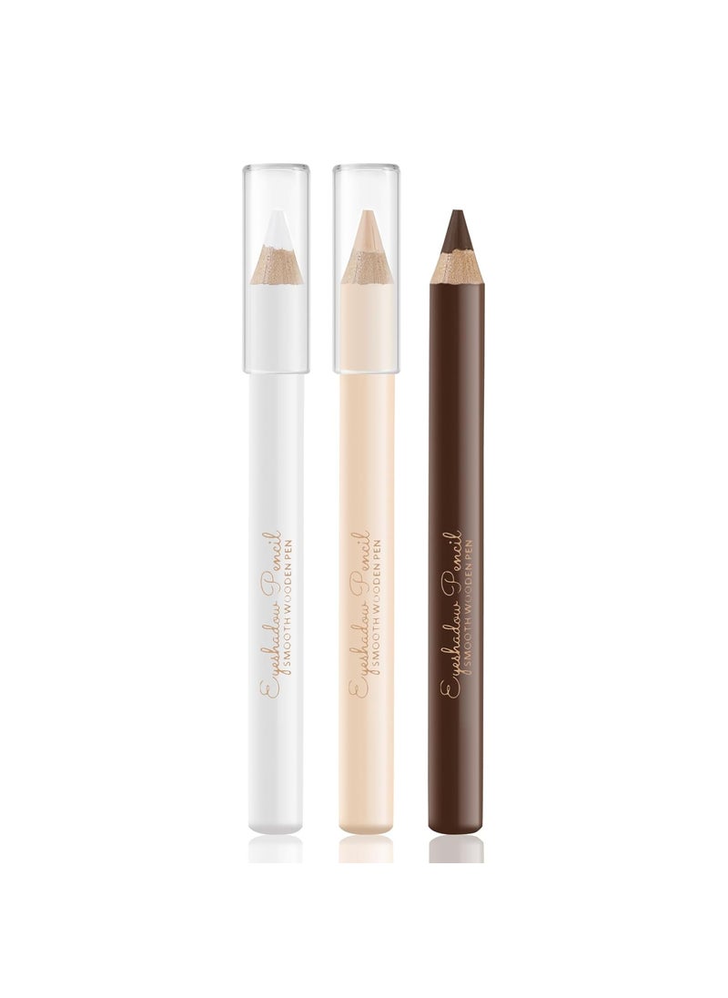 Apooliy 3Pcs Eyebrow Pencil Eyeliner Contour Set Waterproof Long Lasting Brow Pen Smooth White EyelinerTranslucent Contour Pen3 Colors Makeup Pencil 