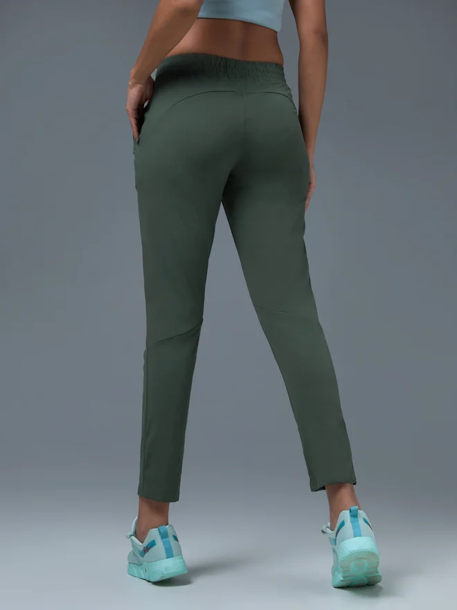 Technosport Green Solid Straight Fit Trackpants for Women | Best Price UAE