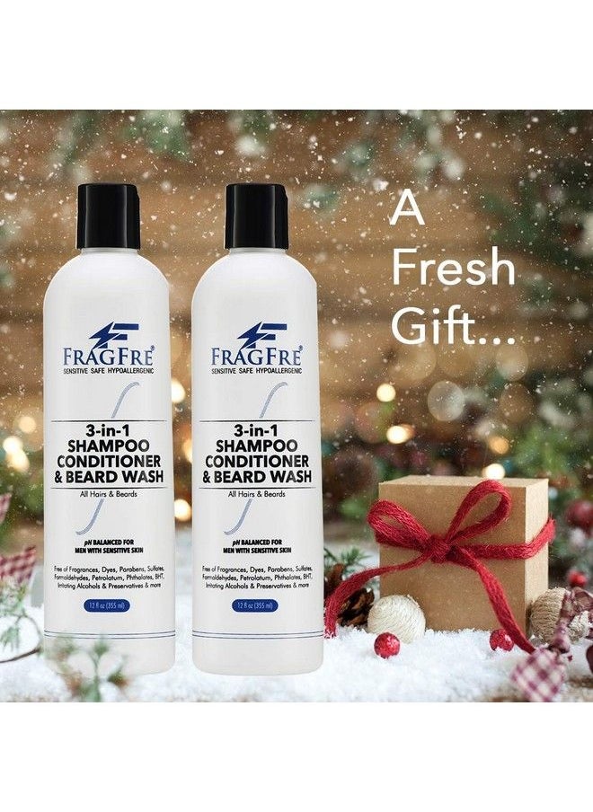FRAGFRE 3 In 1 Shampoo Conditioner And Beard Wash For Men 12 Oz Unscented Beard Wash For Sensitive Skin One Step Hair And Beard Cleansing And Conditioning Saves You Time And Money (1 Pack)  - Image 3
