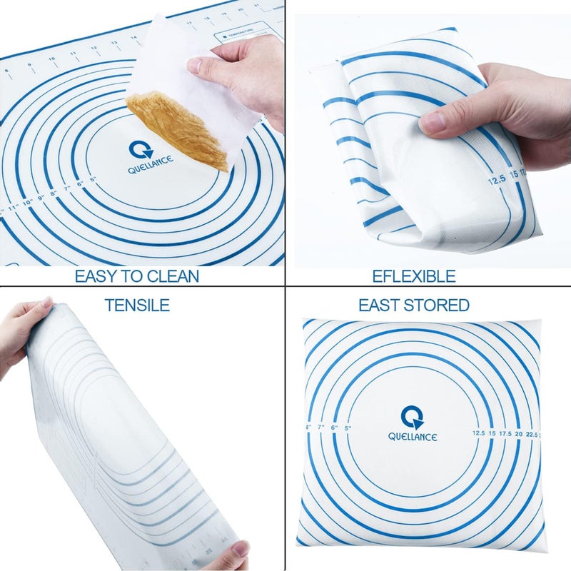 QUELLANCE Wood French Rolling Pin with Silicone Baking Mat - Beech Wood Dough Roller for Pizza, Pie, Pastries, Pasta, and Cookies - Image 5