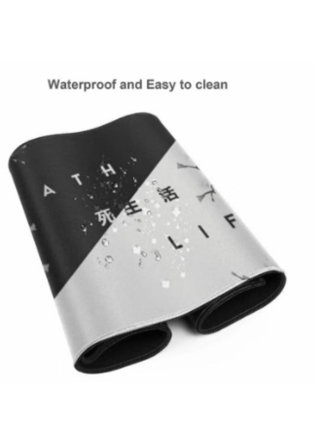 Gaming Mouse Pad Black and White Cherry Blossom Extended Large Mat Desk Pad Stitched Edges Mousepad Long Non-Slip Rubber Base Mice Pad(800 * 300 * 3mm) - Image 3