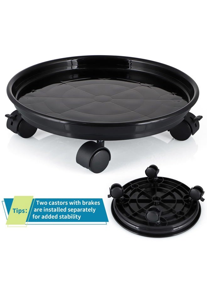 Skelang 13" Plant Caddy, Movable Plant Stand Pot Saucer, Plant Pallet Tray Trolley with Casters, Plant Dolly for Garden Planter, Deck Potted Plant, Each Load Capacity 125 Lbs, Pack of 2 (Black) - Image 4