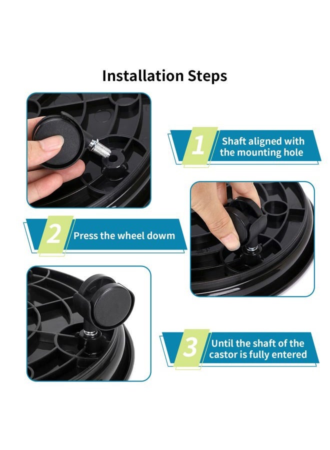 Skelang 13" Plant Caddy, Movable Plant Stand Pot Saucer, Plant Pallet Tray Trolley with Casters, Plant Dolly for Garden Planter, Deck Potted Plant, Each Load Capacity 125 Lbs, Pack of 2 (Black) - Image 5
