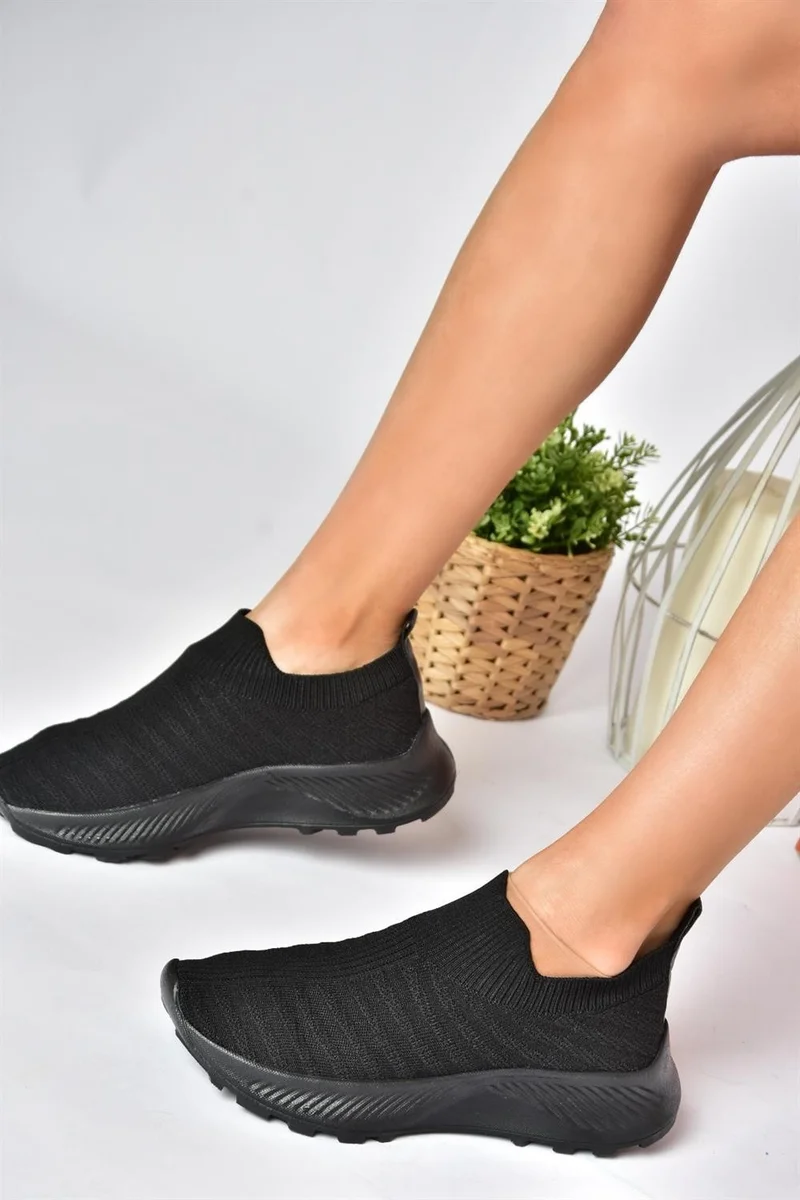 فوكس شوز P239503304 Black Knitwear Fabric Women's Sports Shoes Sneakers