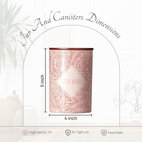 nestroots Tea Coffee Sugar Containers Set of 4 | 750g Airtight Kitchen Storage Jars & Canisters for Dry Fruits, Spices or Baking Essentials | Prismatic Tin Design for Modern Kitchen Decor - Image 2