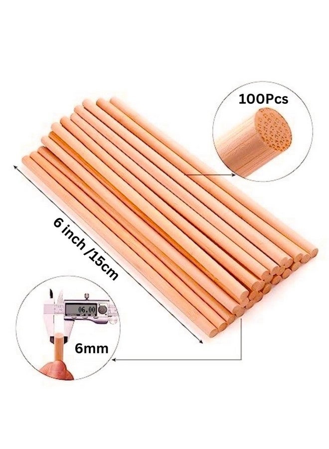 Bloomax® 100 Pcs Wooden Dowel Rod (6mm/6 inch) Unfinished Natural Hardwood Sticks, Round Craft Sticks,Wood Sticks for Crafting,Wooden Craft Rod, Art & Crafts and DIYers - Image 2