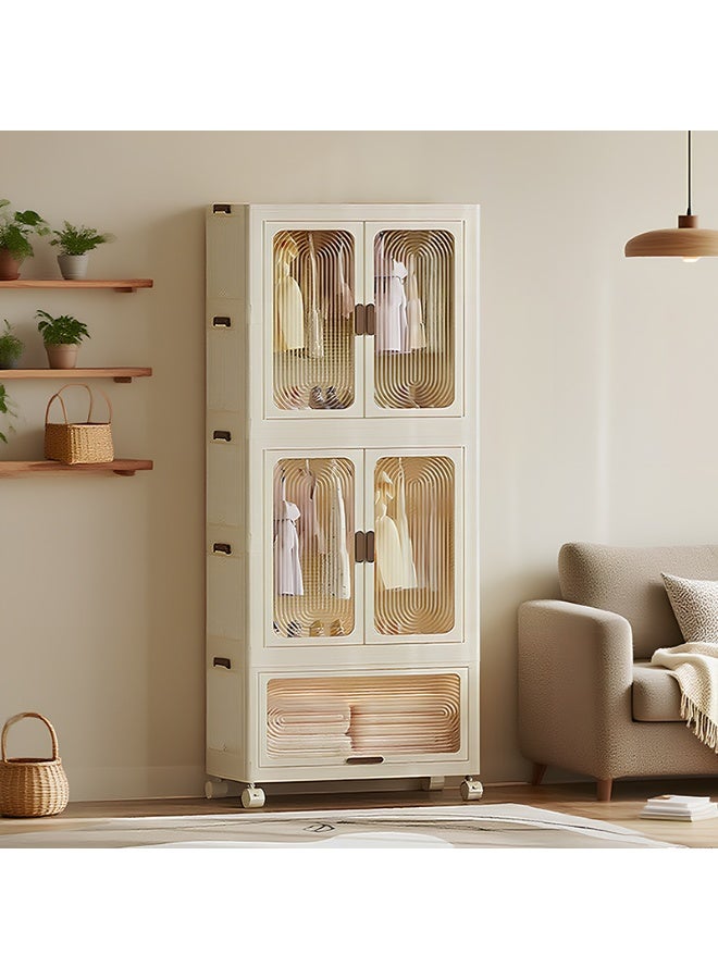 Noon East Portable Children Closet And Storage Drawers stackable for Clothes, Toys, Bedding Storage With Wheels 2 Wardrobes + 1 drawer Easy Self assembly, Dimension 160.5CM Height, 57CM Length, 32CM Width - Image 1