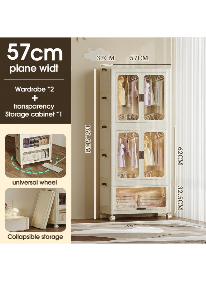 Noon East Portable Children Closet And Storage Drawers stackable for Clothes, Toys, Bedding Storage With Wheels 2 Wardrobes + 1 drawer Easy Self assembly, Dimension 160.5CM Height, 57CM Length, 32CM Width - Image 2