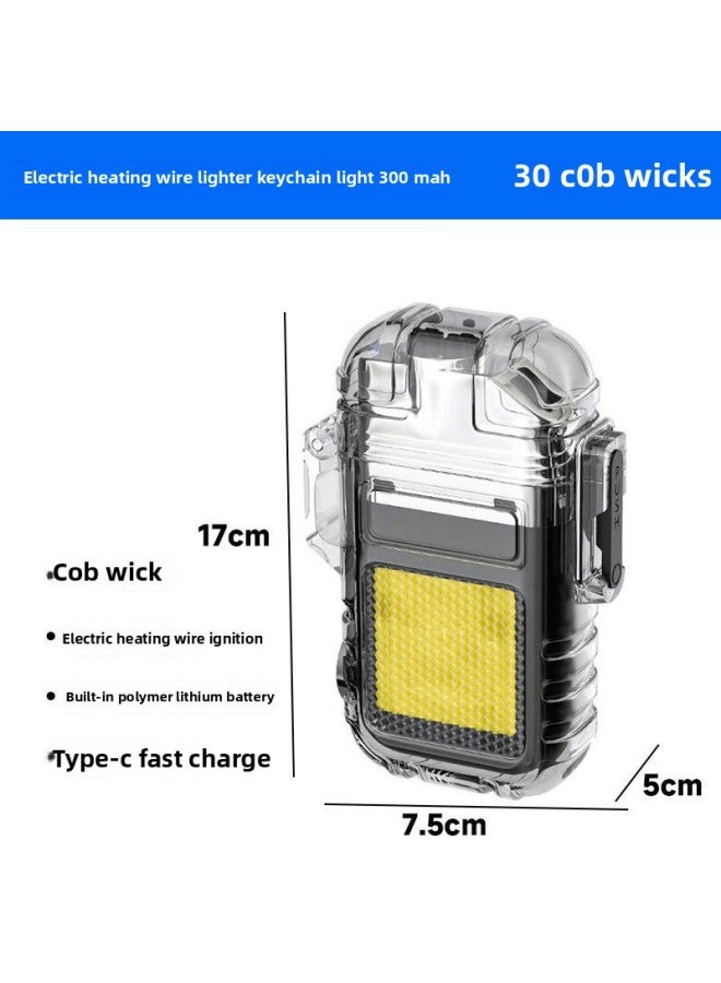 Generic New Outdoor Multifunctional Rechargeable Arc Lighter Lighting Mini Portable Keychain Light Waterproof Camping Light 