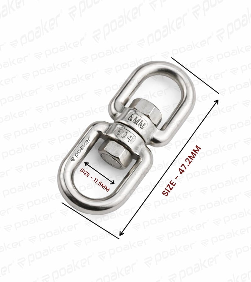 Poaker 304 Stainless Steel Double Ended Swivel Eye Hook - Heavy Duty Swivel Shackle for Hanging Plants and Marine Rigging - Image 2