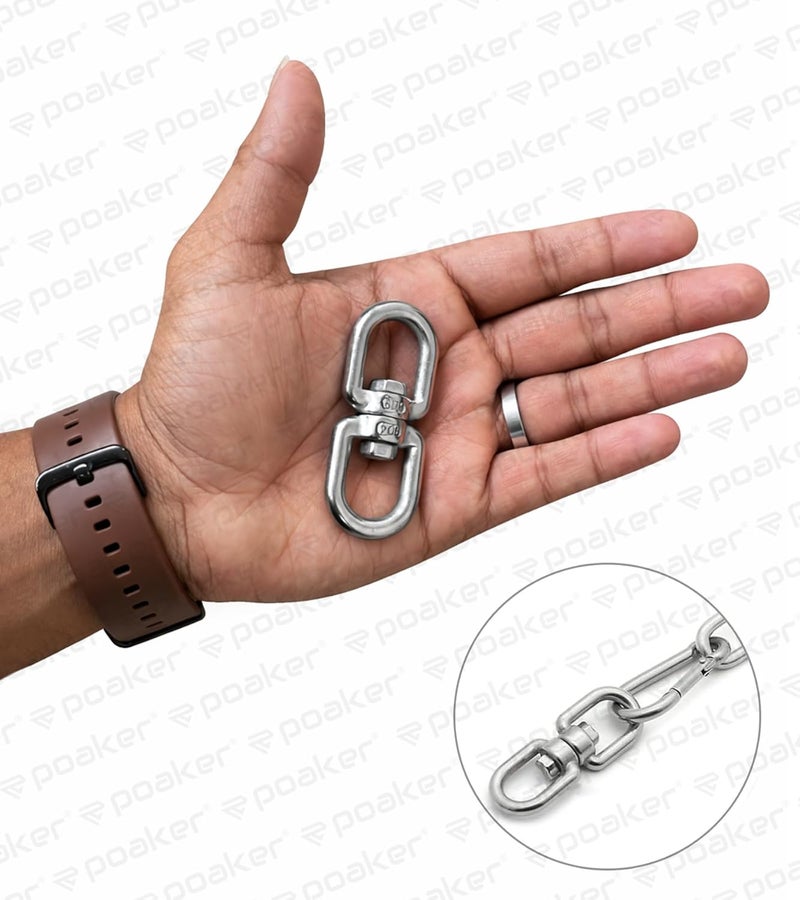 Poaker 304 Stainless Steel Double Ended Swivel Eye Hook - Heavy Duty Swivel Shackle for Hanging Plants and Marine Rigging - Image 3