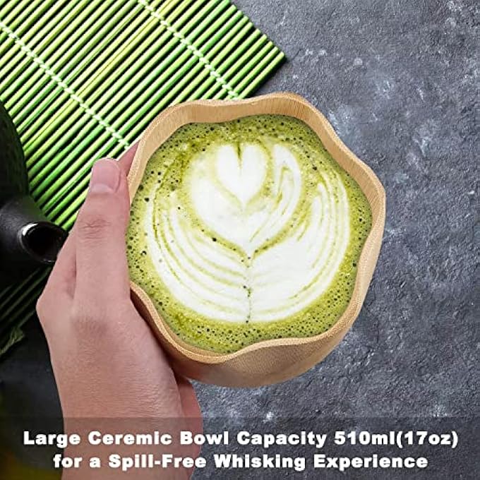 كاست ويف طقم شاي ماتشا ياباني طقم ماتشا فريد من نوعه وعاء ماتشا من الخيزران على شكل زهرة خفاقة ماتشا حامل خفاقة خضراء مغرفة تقليدية - Image 3