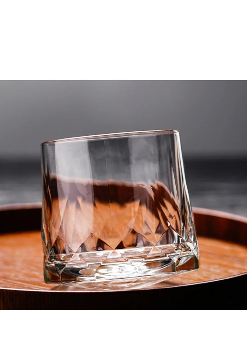 BLUE CORAL 6 Pack Rock Glass Heavy Great Grip Spinning Glasses Diamond Cut Top Cup Tumbler  - Image 1