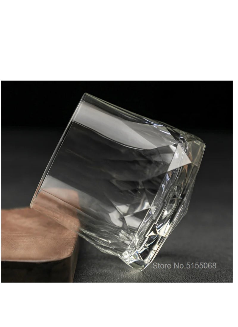 BLUE CORAL 6 Pack Rock Glass Heavy Great Grip Spinning Glasses Diamond Cut Top Cup Tumbler  - Image 4
