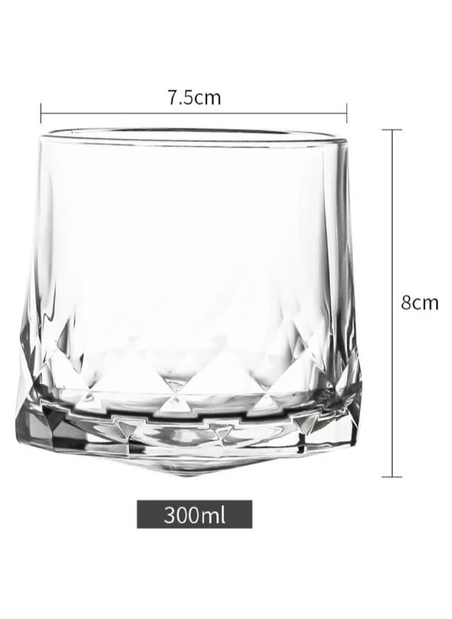 BLUE CORAL 6 Pack Rock Glass Heavy Great Grip Spinning Glasses Diamond Cut Top Cup Tumbler  - Image 2