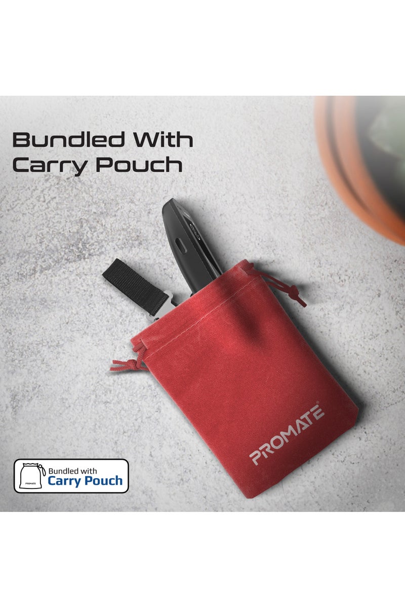 Promate InstaScale Digital Luggage Scale 40kg Max, Touch Screen LCD, Compact Portable Travel Weight Scale, Hold Function, Battery Powered, Braided Strap, Accurate Suitcase Scale in KG/LBS, Black