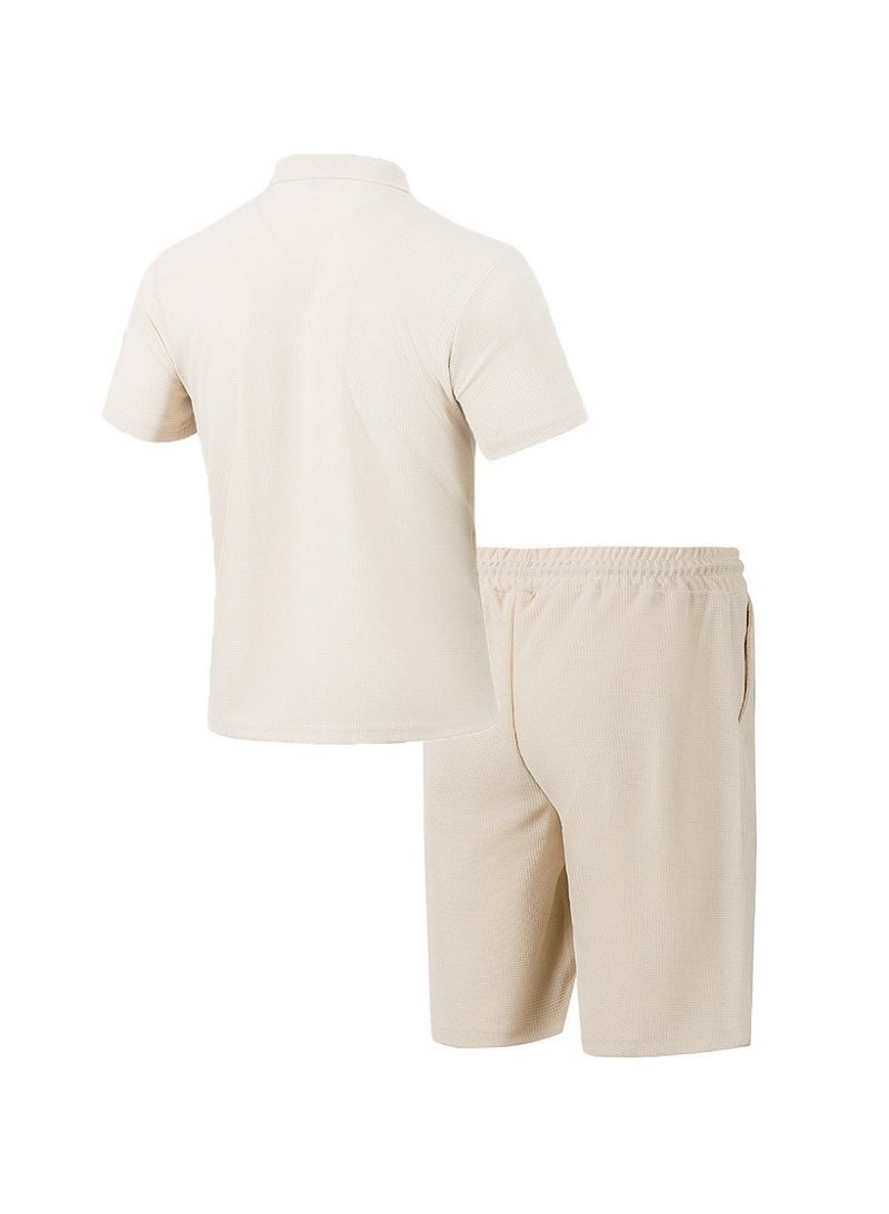 Nariele New Men's Printed Lapel Casual Two-Piece Set - Image 5