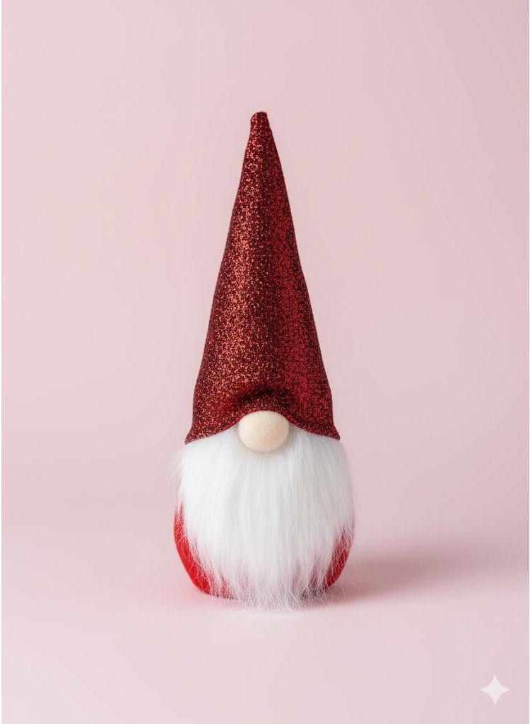 Burgundy Gnome Decorative Figurine with Hat - Image 1