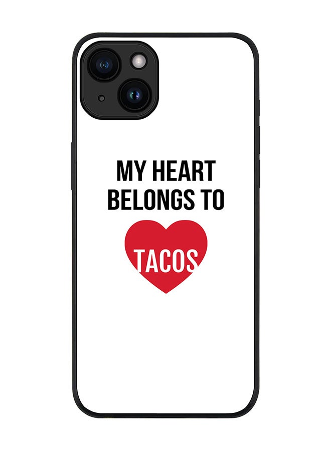 Stylizedd Cover for iPhone 15 Case Rugged Black Slim fit Soft Flexible Anti Drop TPU Gel Thin Protective Phone Cases - My heart belongs to tacos - Image 1
