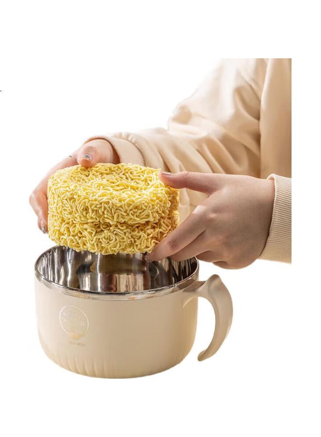 GRASEY Guangyi 316 Stainless Steel Ramen Bowl With Lid, Large Capacity Lunch Box For Students, Office Meal Container, Comes With Utensils, Beige Gy1300 - Image 3