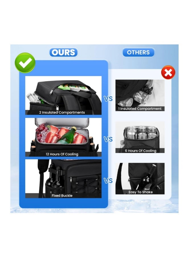Dual Compartment Insulated Backpack Cooler, Leakproof Oxford Fabric Cooler Bag with Bottle Opener and Card Pocket, 12-Hour Cold Storage, Large Capacity for Drinks and Food - Image 2