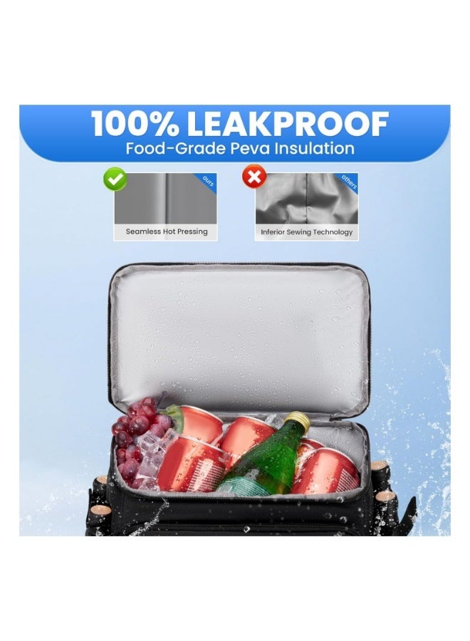 Dual Compartment Insulated Backpack Cooler, Leakproof Oxford Fabric Cooler Bag with Bottle Opener and Card Pocket, 12-Hour Cold Storage, Large Capacity for Drinks and Food - Image 3