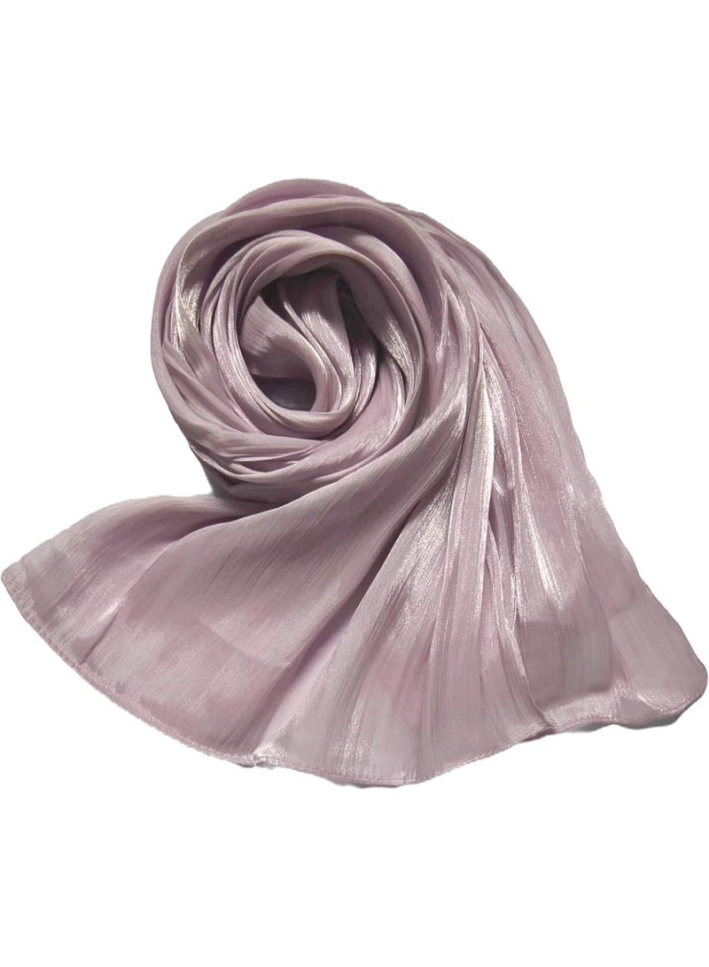 Dusty Rose Shiny Gloss Chiffon Hijab Scarf 180*70cm, Women Elegant Lightweight Wedding Shawl Wrap Cape - Image 4