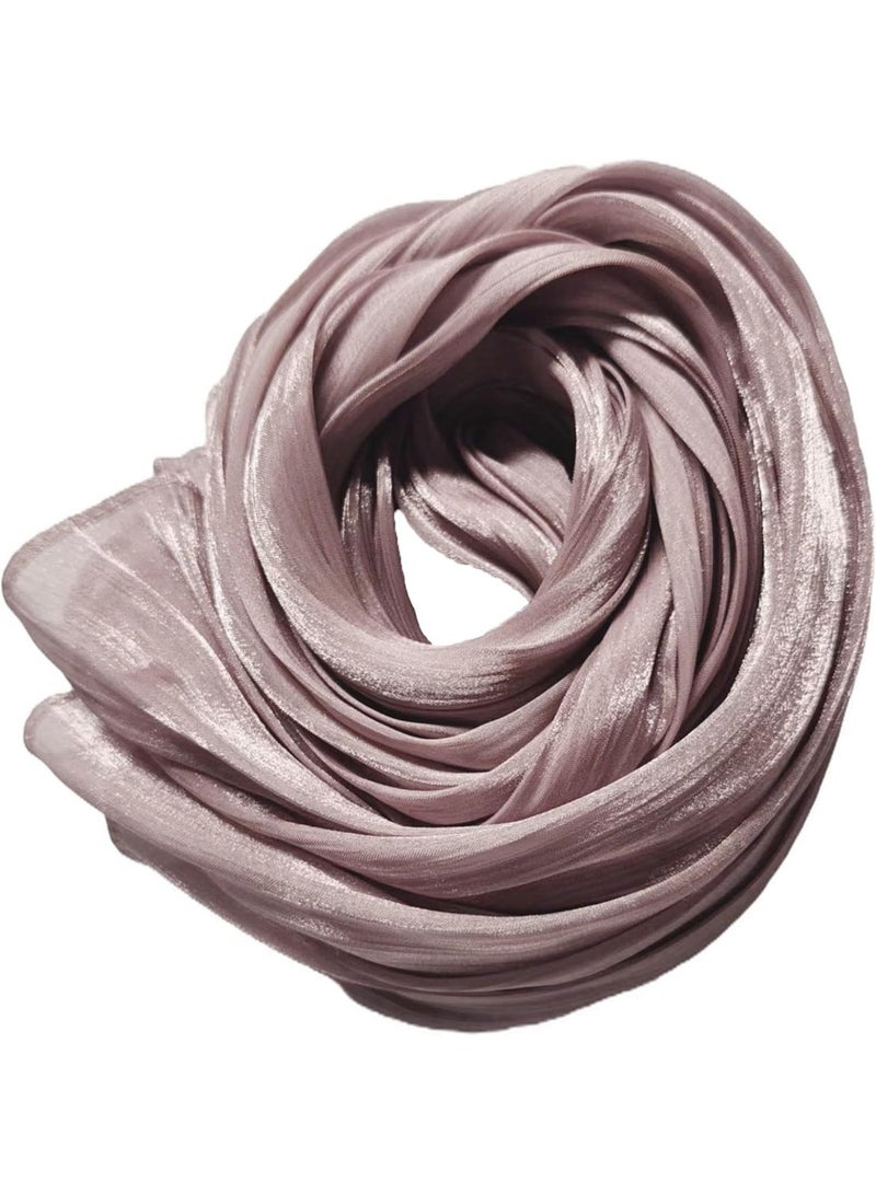 Dusty Rose Shiny Gloss Chiffon Hijab Scarf 180*70cm, Women Elegant Lightweight Wedding Shawl Wrap Cape - Image 3