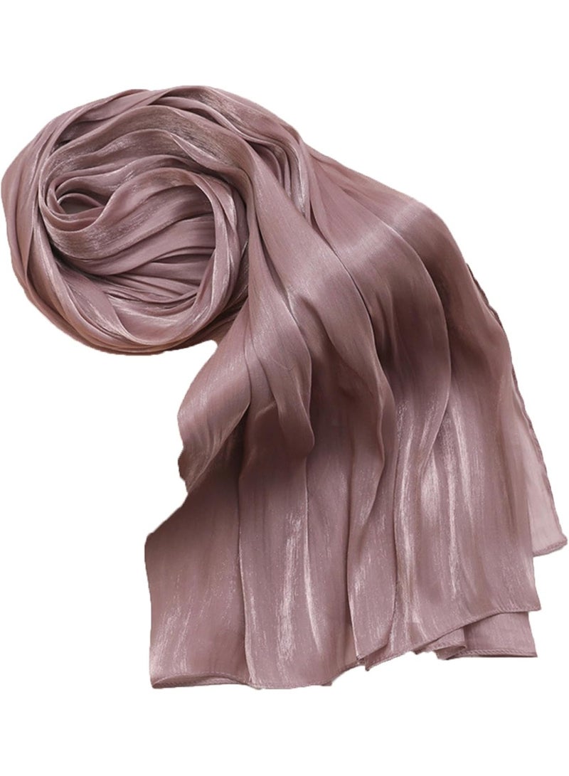 Dusty Rose Shiny Gloss Chiffon Hijab Scarf 180*70cm, Women Elegant Lightweight Wedding Shawl Wrap Cape - Image 2