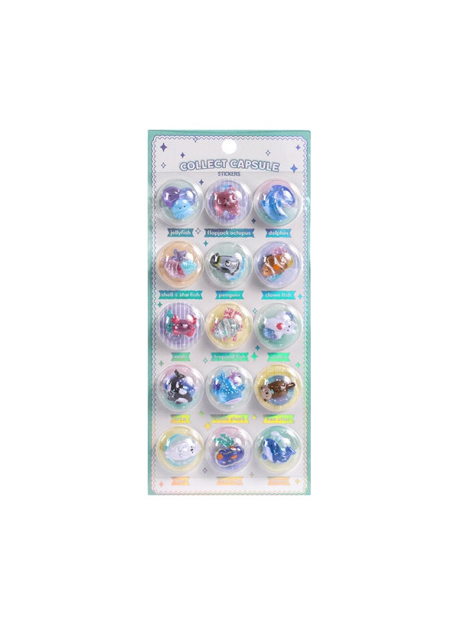 Flash Hot Shimmer Stickers 3d Relief Stickers Solid Children's Cartoon Animal Crystal Phone Case Decorations - Image 1