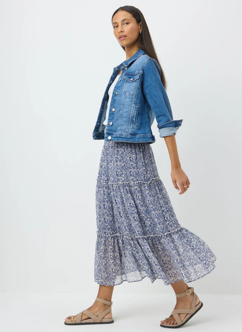 Matalan Blue Floral Tiered Maxi Skirt