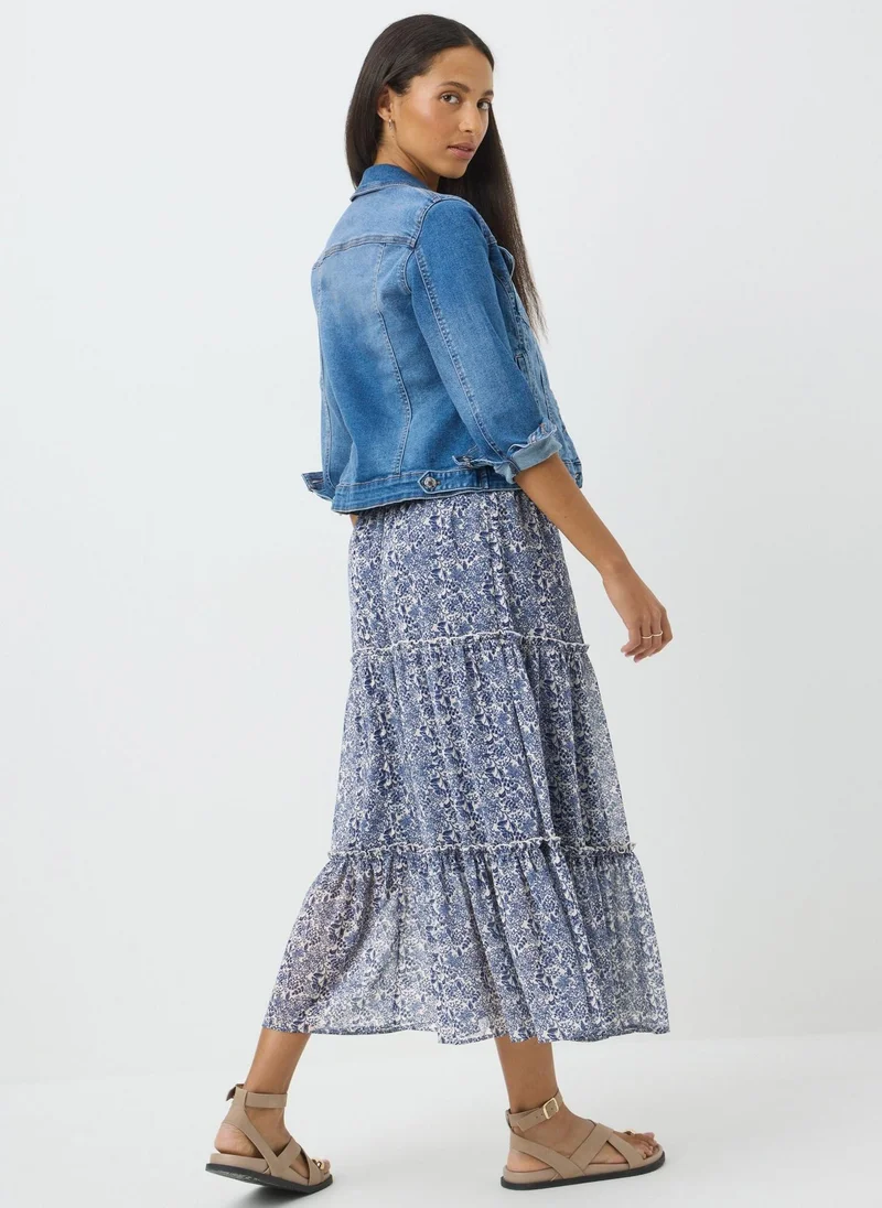 Matalan Blue Floral Tiered Maxi Skirt