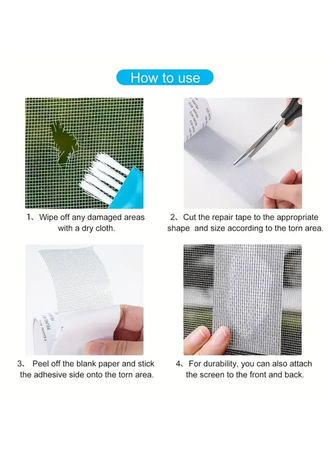 2Pcs Self Adhesive Mosquito Net Repair Strips Durable Mesh Patch For Windows And Doors - Image 3