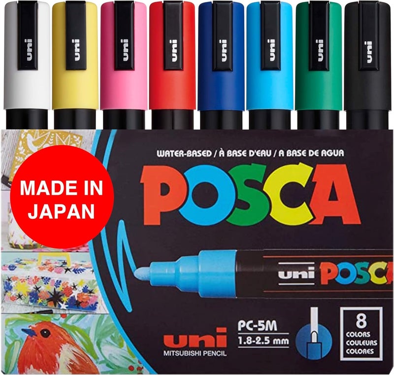 POSCA 8-Color Paint Marker Set, PC-5M Medium - Image 1