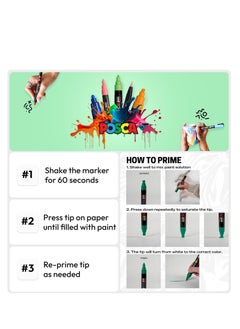 POSCA 8 Posca Paint Markers, 5M Medium Markers with Reversible Tips, Marker Set of Acrylic Paint Pens | Posca Pens for Art Supplies, Fabric Paint, Fabric Markers, Paint Pen, Art Markers, PC5M8C  - Image 5