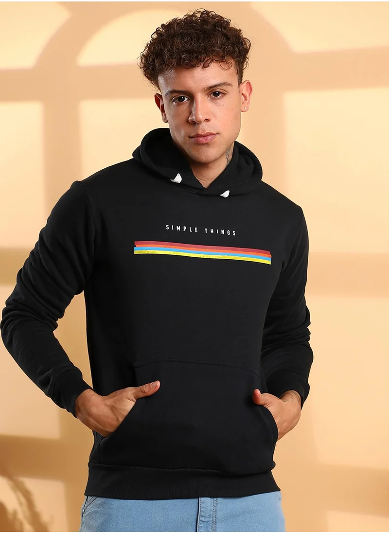 كامبوس سوترا Men's Black Simple Things Hoodie With Kangaroo Pocket