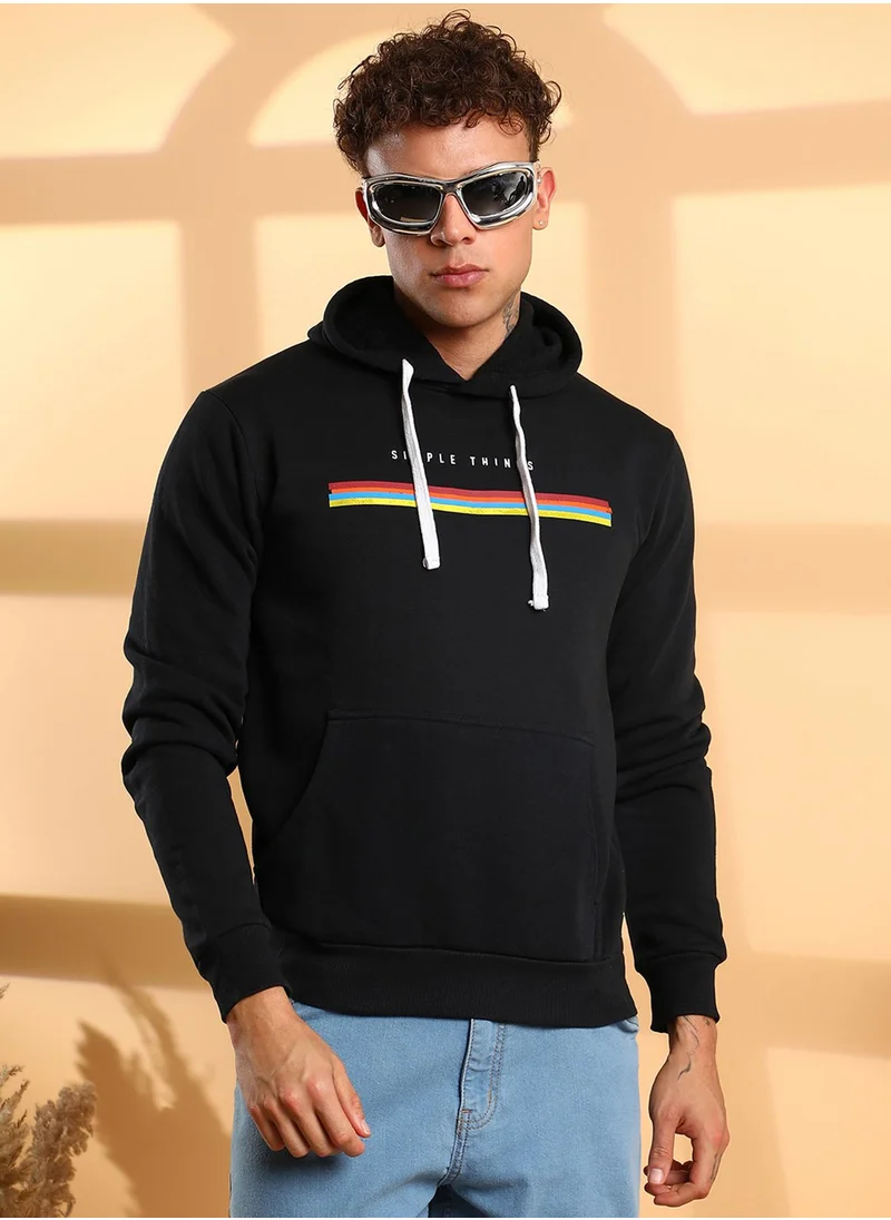كامبوس سوترا Men's Black Simple Things Hoodie With Kangaroo Pocket
